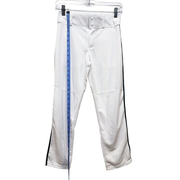 Youth Medium Alleson White Baseball Pants With Black Side Stripe - Picture 8 of 9